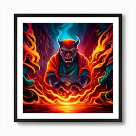 Devil In Flames 1 Art Print