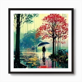 Rainy Day In The Park 2 Art Print