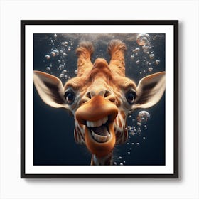 Giraffe Underwater 1 Art Print