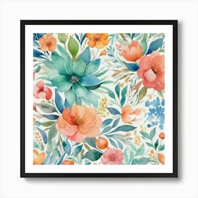 Watercolor Floral Pattern 9 Art Print