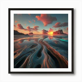 Sunset on sand tripp Art Print