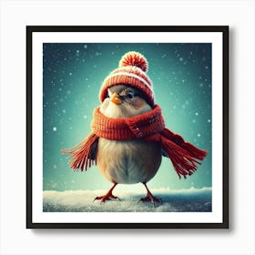 Firefly Sparrow, Winter, Outfit, Dancing, Copy Space, Bird, Festive, Charming, Adorable, Whimsical, (10) Poster