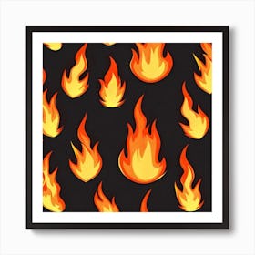 Flames On Black Background 47 Art Print