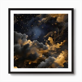 Night Sky With Stars And Clouds Art Print
