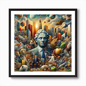 The Fragmented Faces of Power and Creativity in the Future Art Print