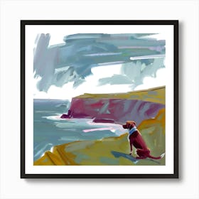 Dog On The Cliffs Art Print