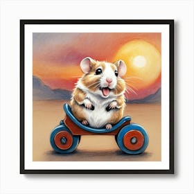 Hamster On A Toy Art Print