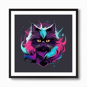 Cat With Rainbow Hair Art Print