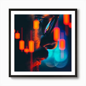 Man With Glasses In Stock Market Art Print