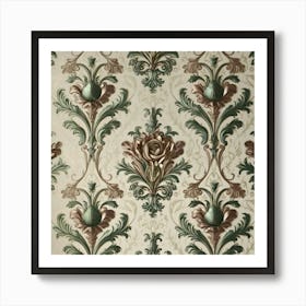 A Luxurious Vintage Inspired Wallpaper Stands As The Focal Point Art Print