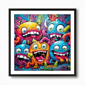 Monsters Graffiti Art for wall decor 3 Art Print