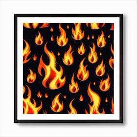 Flames On Black Background 71 Art Print