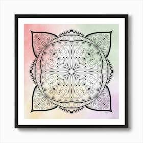 Spiritual Mandala Motif on Watercolor Background Art Print