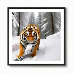 Tiger In The Snow Art Print