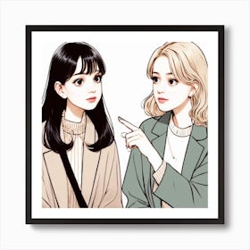 Two Cute Girls Art Print