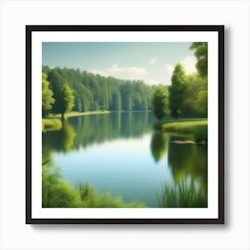 Lake In The Forest Art Print