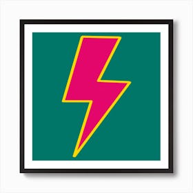 Green Lightning Bolt Square Art Print