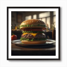 Burger On A Plate 101 Art Print