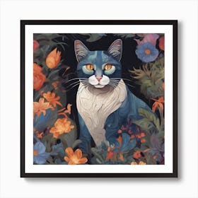 Cat In The Garden 3 Art Print