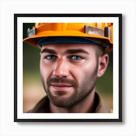 Portrait Of A Construction Worker Art Print