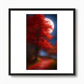 Full Moon In The Forest Art Print