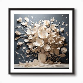 Flowers of white paper 6 Art Print