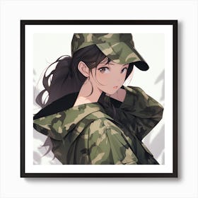 Anime Girl In Camouflage 3 Art Print