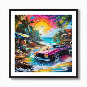 Car On The Beach 2 Art Print