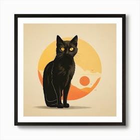 Black Cat With Yellow Eyes 1 Art Print