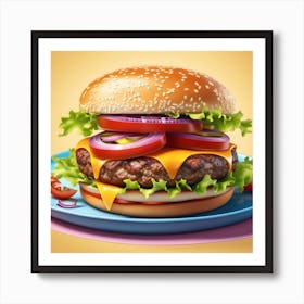 Hamburger On A Plate 193 Art Print