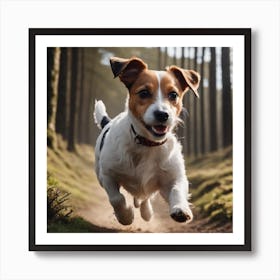 Jack Russell Running In The Woods Art Print