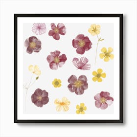Watercolor Pressed Wild Flowers Art Print
