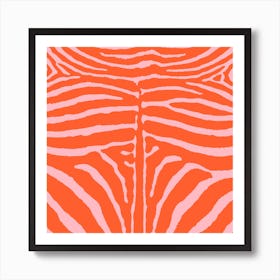 Zebra Print Orange and Pink Art Print