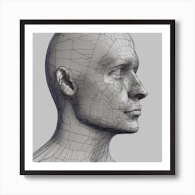 3d Model Of A Human Head 2 Art Print