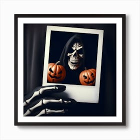 Halloween Skull Mask Polaroid Frame Art Print