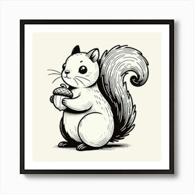 Line Art squirrel Art Print