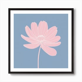 A White And Pink Flower In Minimalist Style Square Composition 272 Art Print