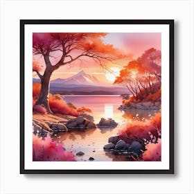 Sunset In The Mountains Art Print