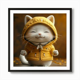 Cute Cat In Yellow Jacket 2 Art Print