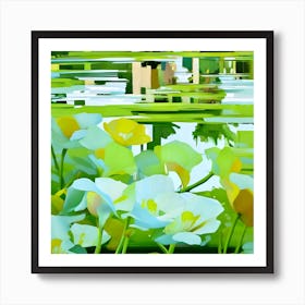 Flowers by the Lake Art Print