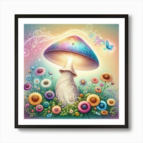 Mushroom In The Garden Art Print