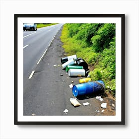 Garbage On The Side Of The Road 1 Art Print