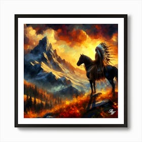 Native American Indian On Mountain 6 Copy Art Print