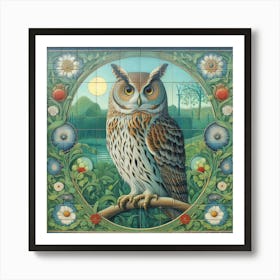 Owl On A Branch Art Print