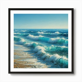 Ocean Waves, Acrylic Painting Style 1 Art Print