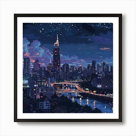 Night City Skyline Art Print