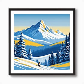 Skiers In The Mountains 1 Art Print