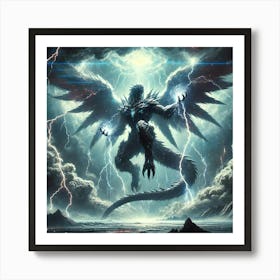 A Sci Fi Depiction Of Voltros, The Thunder Phoenix Storms Wrath Art Print