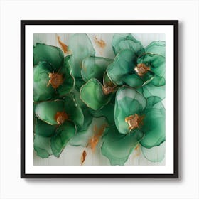 Emerald Green Flowers Art Print