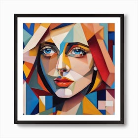 Geometric Portrait Of A Woman Art Print